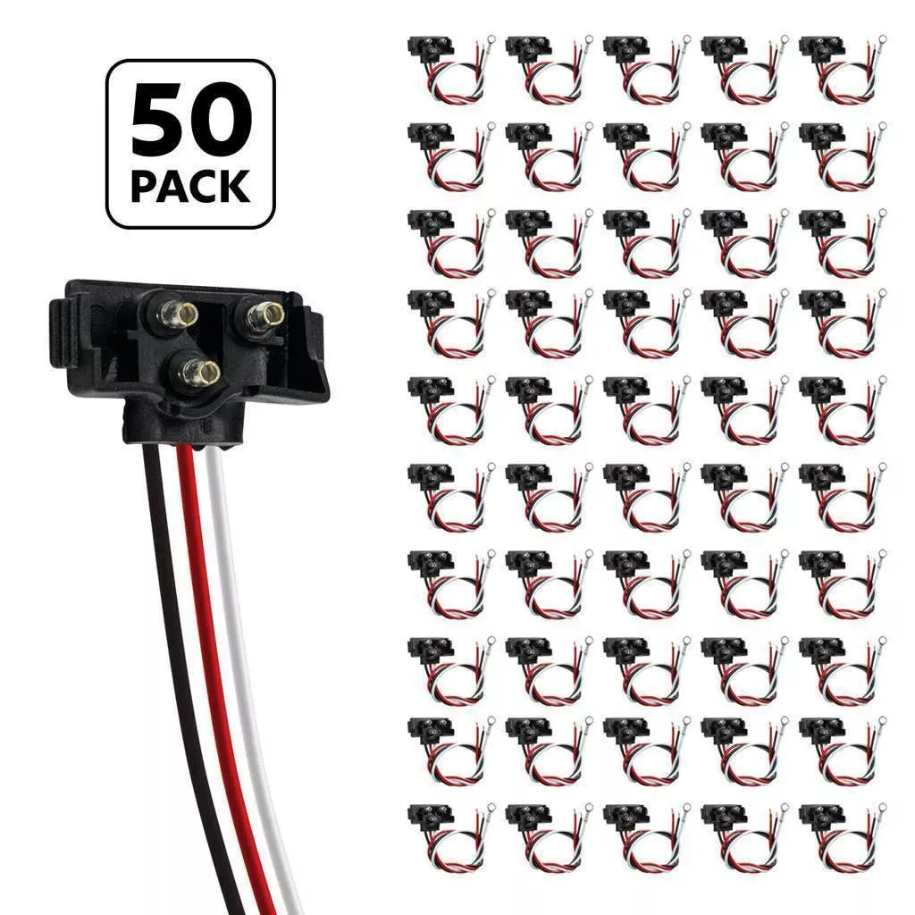 3 Wire Pigtail With 3 Prong Right Angle Plug – 12″ Lead (50 pcs)