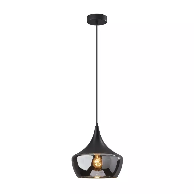 Adesso Eliza Pendant Black Smoked Glass (2141-01) - Customlampdesigns