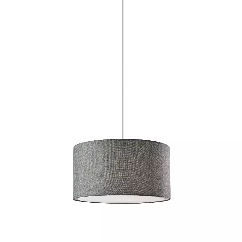 Adesso Harvest Large Drum Pendant Grey Textured Fabric Grey Textured Fabric (4003-03) - Customlampdesigns