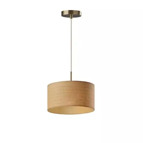 Adesso Harvest Pendant Antique Brass With Natural Woven/Beige Trim Drum Shade (4001-21) - Customlampdesigns
