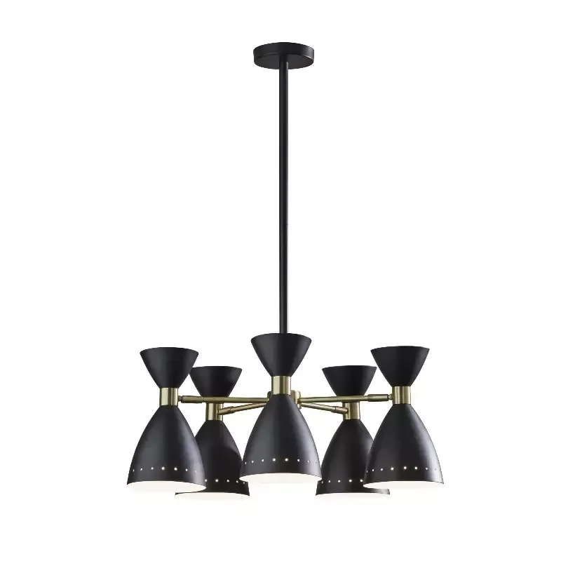 Adesso Oscar 5-Head Pendant Black With Antique Brass Black With Antique Brass Accent (4280-01) - Customlampdesigns