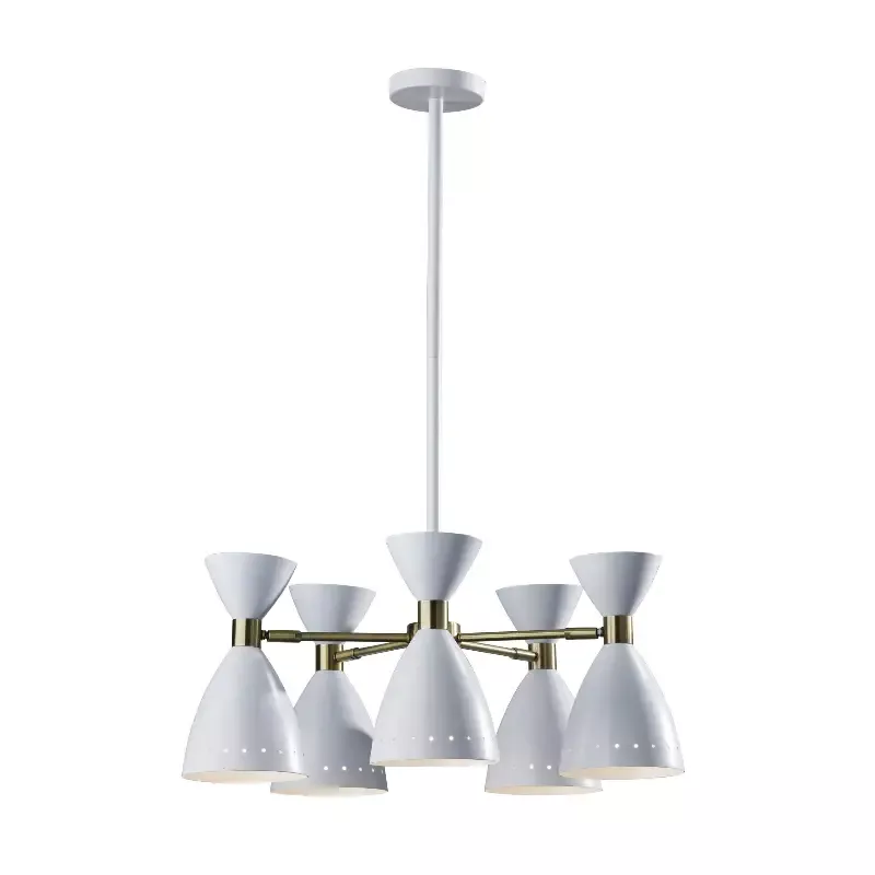 Adesso Oscar 5-Head Pendant White With Antique Brass White With Antique Brass Accent (4280-02) - Customlampdesigns