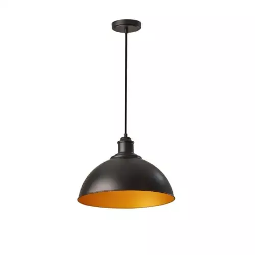 Adesso Wallace Pendant Black/Gold With Round Metal Shade (3753-01) - Customlampdesigns