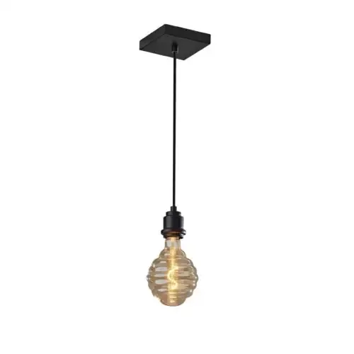 Adesso Wren Pendant Black With 40W Vintage Bulb (3845-01) - Customlampdesigns