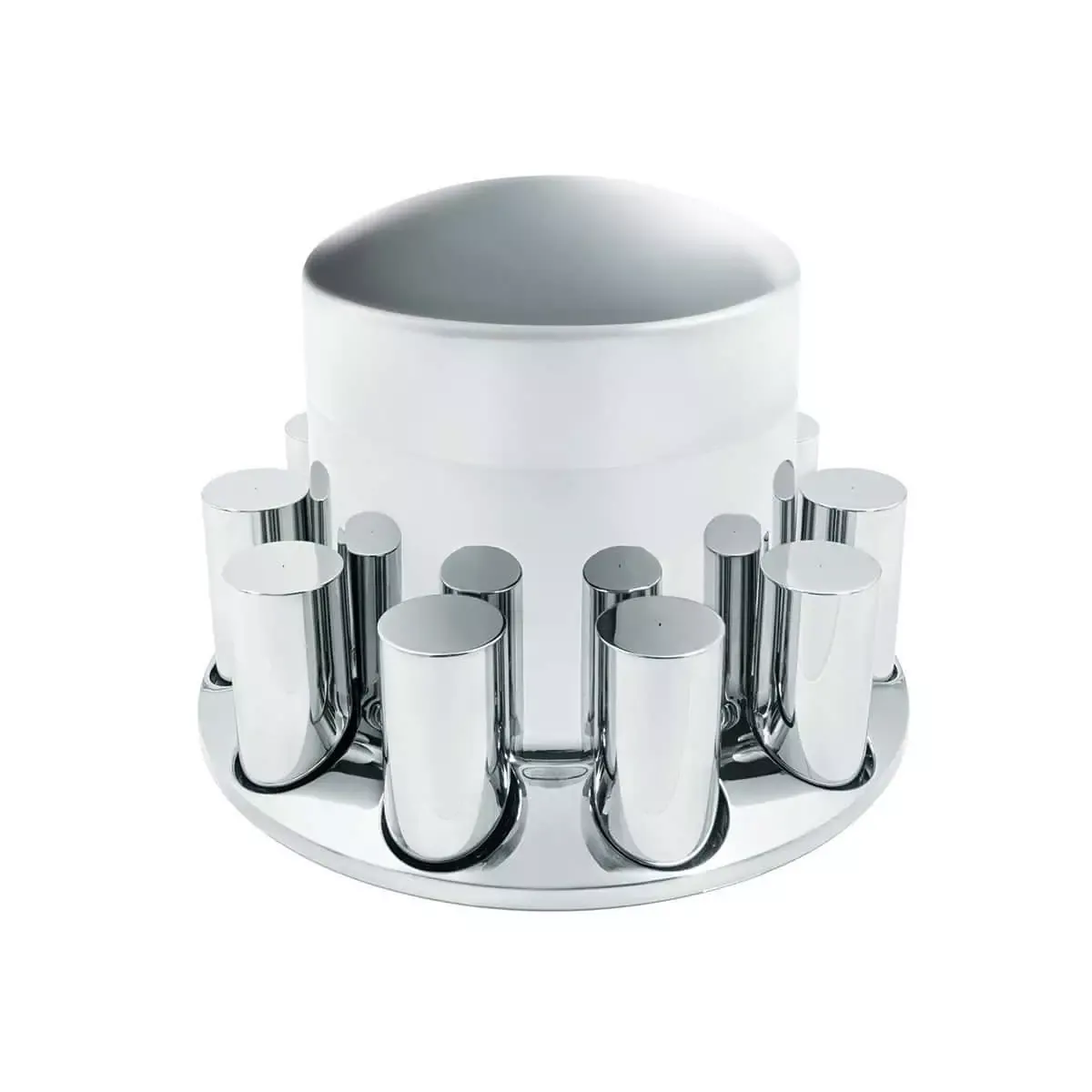 Chrome Plastic Extra Tall Dome Rear Axle Cover With 33mm Thread-On Tall Cylinder Nut Covers