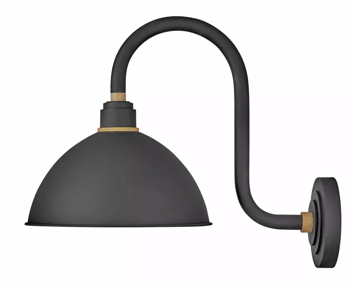 Foundry 12" Dome Shade Hook Arm Outdoor Wall Light