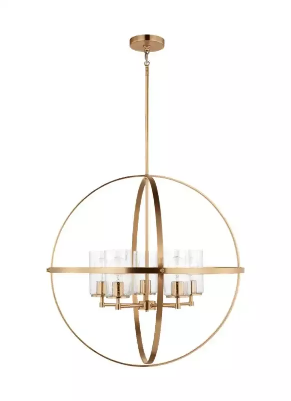 Generation Lighting Alturas Five Light Chandelier Satin Brass Clear Silver Cord (3124675-848) - Customlampdesigns