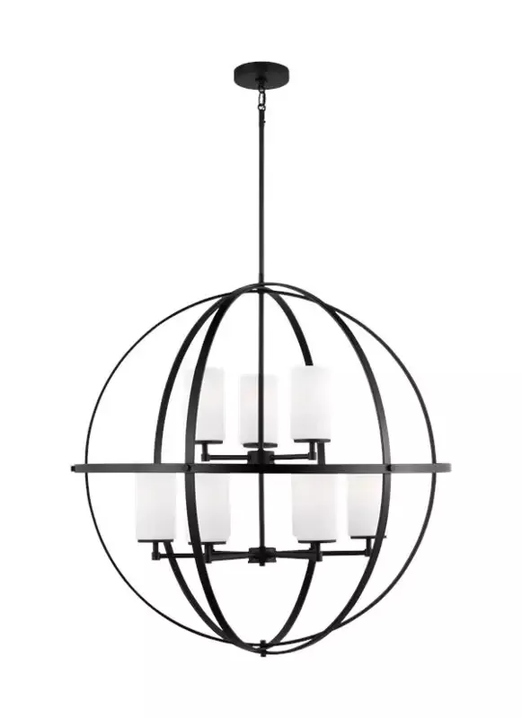 Generation Lighting Alturas Nine Light Chandelier Midnight Black-Black Cord (3124609-112) - Customlampdesigns