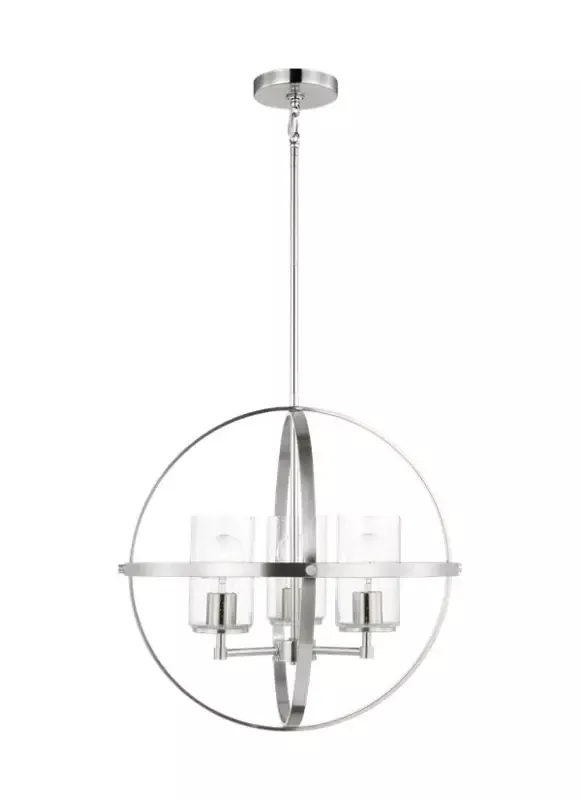Generation Lighting Alturas Three Light Chandelier Brushed Nickel Clear Silver Cord (3124673-962) - Customlampdesigns