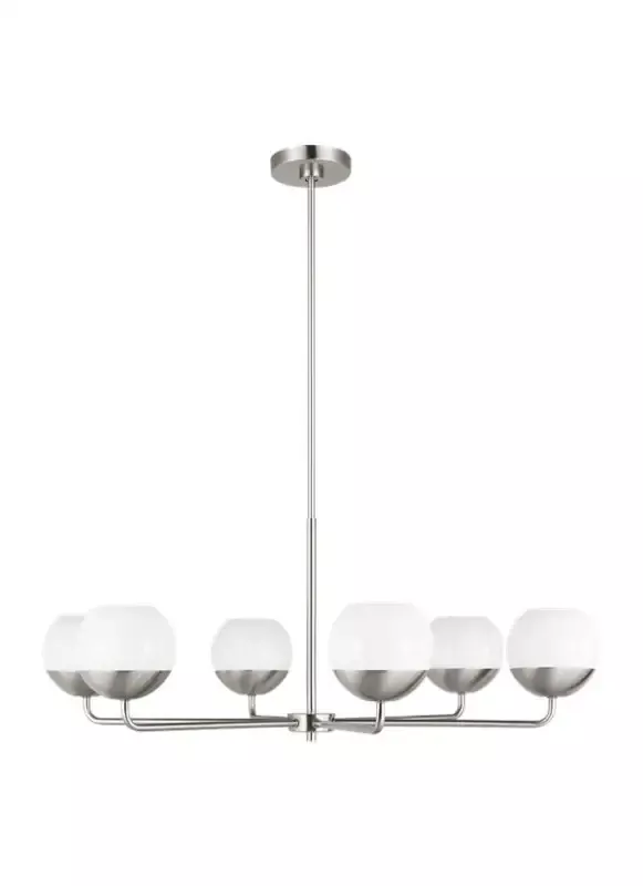 Generation Lighting Alvin Six Light Chandelier Brushed Nickel Clear Silver Cord (3168106-962) - Customlampdesigns