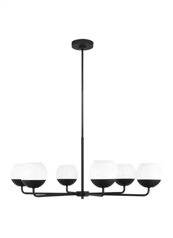 Generation Lighting Alvin Six Light Chandelier Midnight Black-Black Cord (3168106-112) - Customlampdesigns