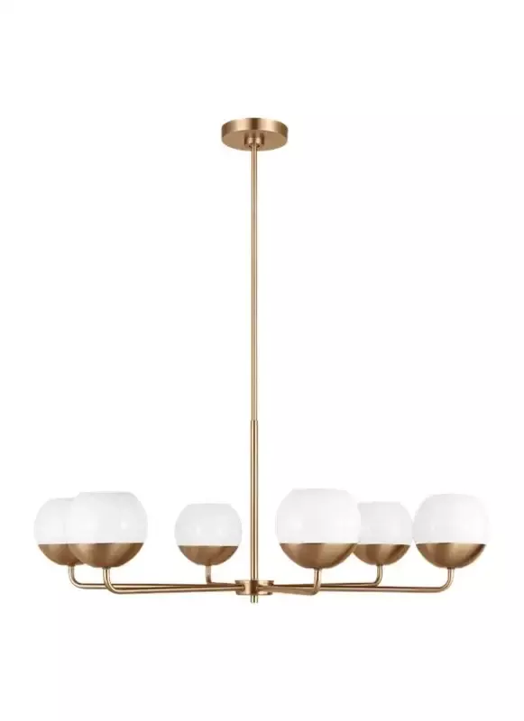 Generation Lighting Alvin Six Light Chandelier Satin Brass Clear Silver Cord (3168106-848) - Customlampdesigns