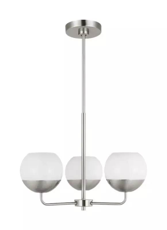 Generation Lighting Alvin Three Light Chandelier Brushed Nickel Clear Silver Cord (3168103-962) - Customlampdesigns