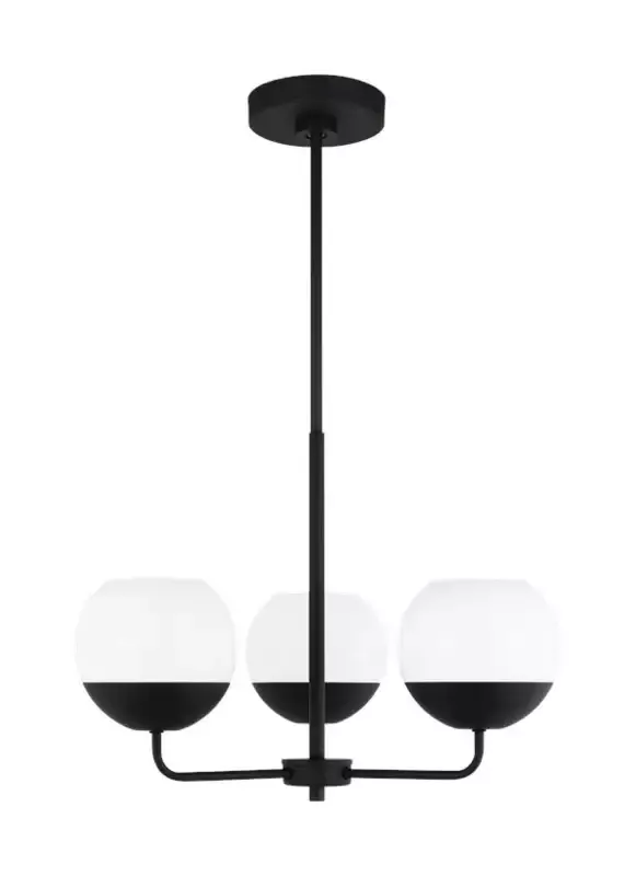 Generation Lighting Alvin Three Light Chandelier Midnight Black-Black Cord (3168103-112) - Customlampdesigns