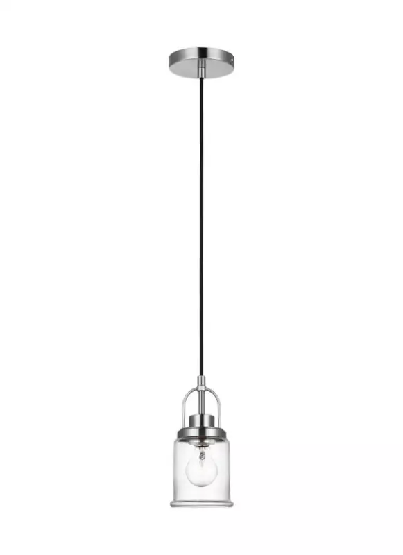 Generation Lighting Anders One Light Mini-Pendant Brushed Nickel Black Cord (6544701-962) - Customlampdesigns