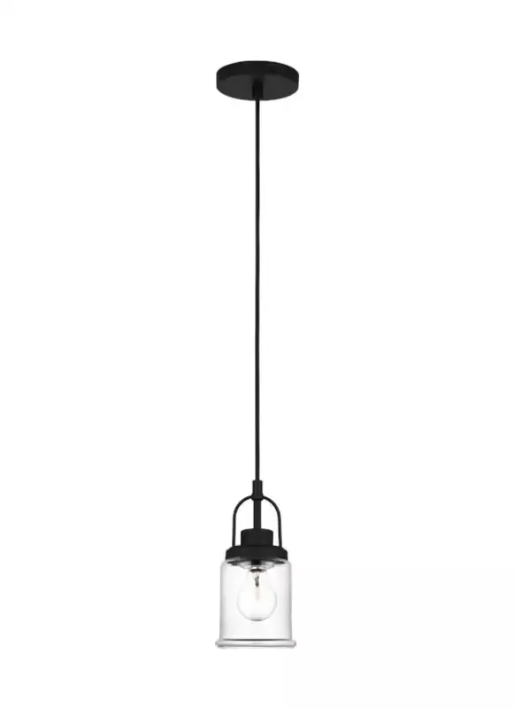 Generation Lighting Anders One Light Mini-Pendant Midnight Black-Black Cord (6544701-112) - Customlampdesigns