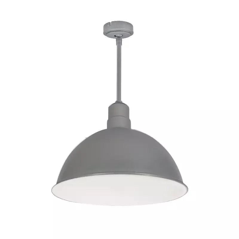 Nora 16 Inch RLM 12 Inch Stem Mounted LED Shade 3800Lm 4000K Gun Metal/White 120V 0-10V/Triac/ELV And 277V 0-10V Dimming (NRLM-16ST3840GMWLE4/12) - Customlampdesigns