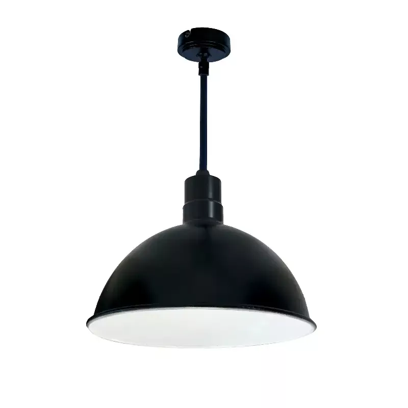 Nora 16 Inch RLM 36 Inch Stem Mounted LED Shade 3800Lm 4000K Black/White 120V 0-10V/Triac/ELV And 277V 0-10V Dimming (NRLM-16ST3840BWLE4/36) - Customlampdesigns
