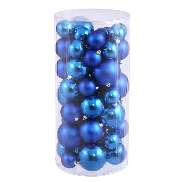 Vickerman 1.5 in.-2 in. Blue Shiny Matte Ball Christmas Ornament