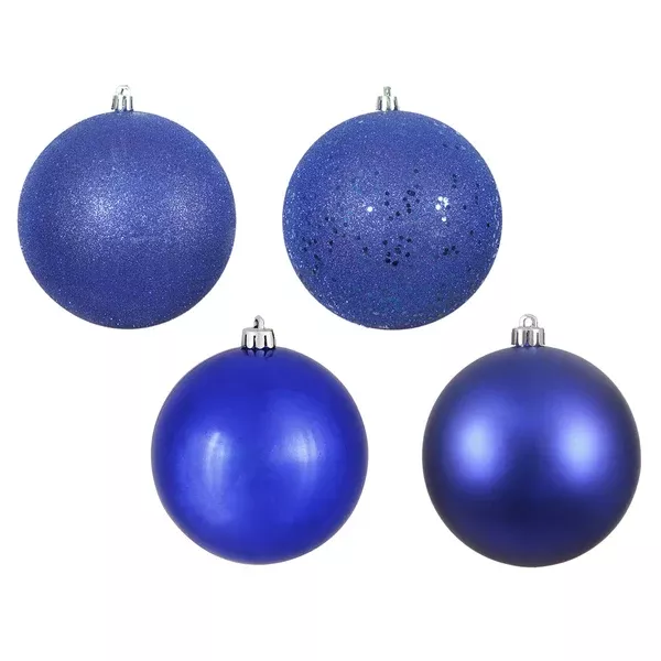 Vickerman 1 in. Cobalt Blue Ball 4-Finish Asst Christmas Ornament