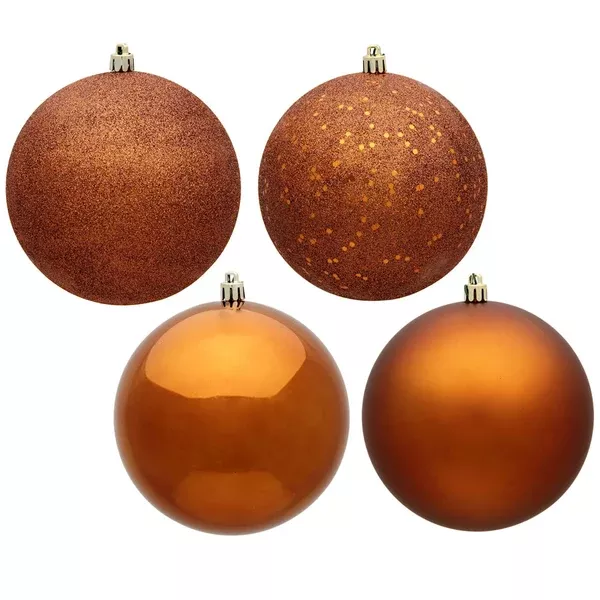 Vickerman 10 in. Copper Ball 4-Finish Asst Christmas Ornament
