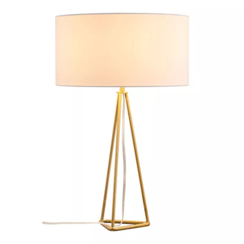 Zuo Modern Sascha Steel Table Lamp With White And Brass Finish 56131