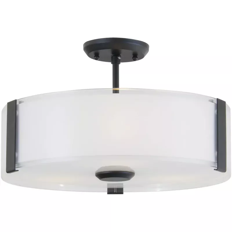 Zurich 3 Light 16 inch Graphite Semi-flush Mount Ceiling Light
